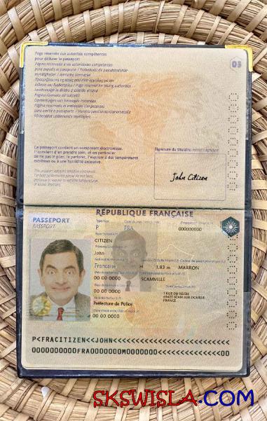 Francja paszport wersja 2 wygląd zdjęcia pliki PSD, skan i fotografowany obraz